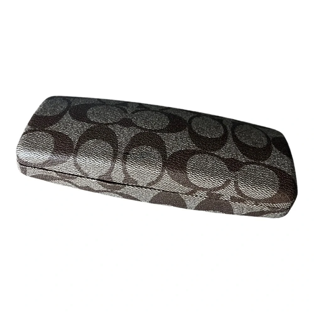 Coach Bernice 844 Ce 130 Brown Rectangle Frame Logo Camouflage Temple EyeGlasses